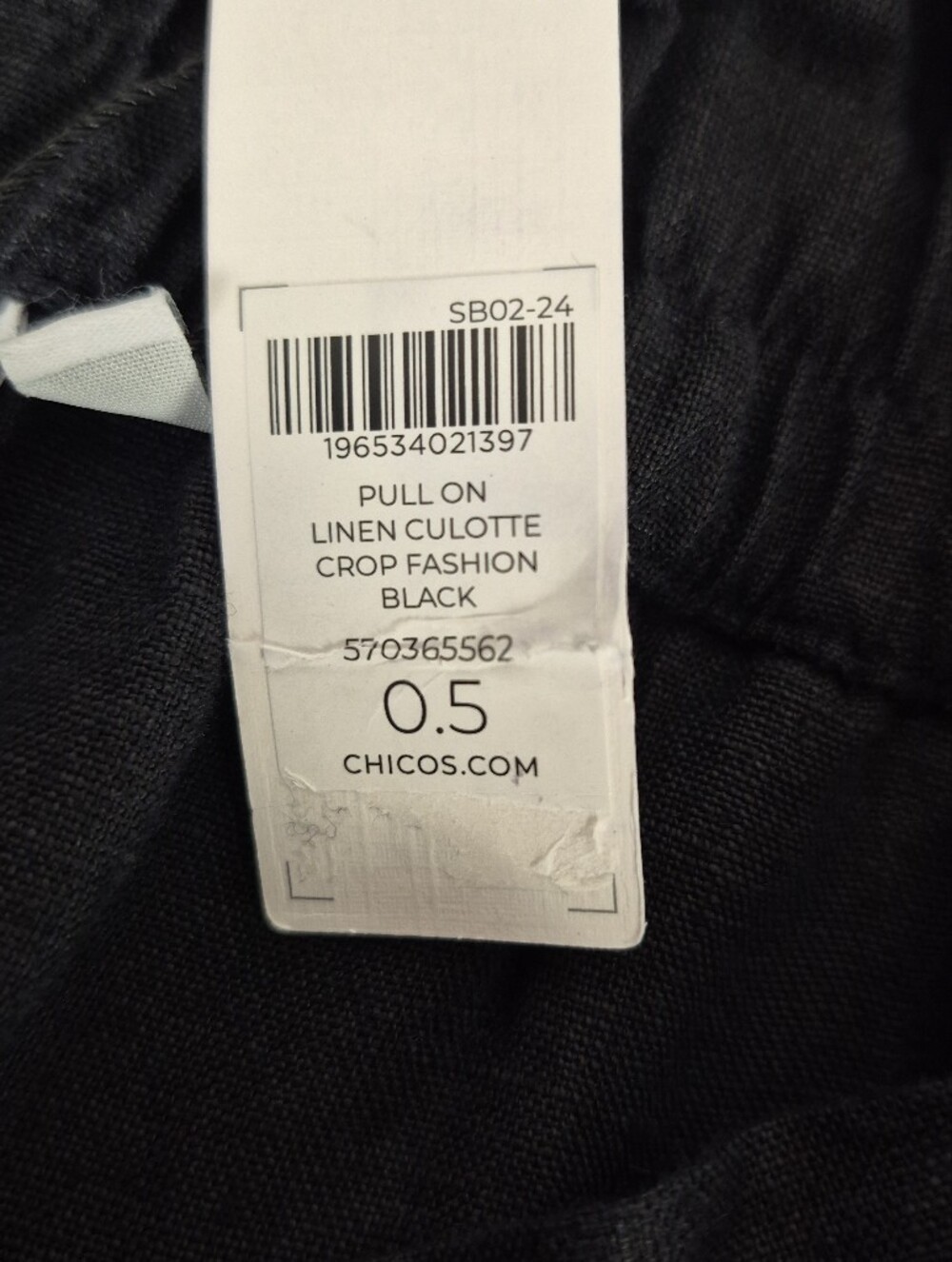 Chico's Pull-On Black Linen Wide Leg Crop Culotte Pants - Size 6 - Picture 13 of 16